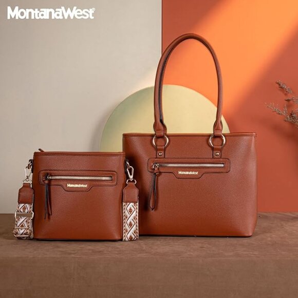 Montana West 2Pcs Handbags Sets for Women Large Tote Bags Cute Crossbody Purses - Picture 1 of 5